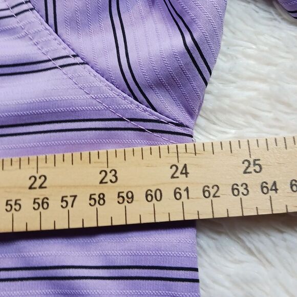 Pro- Tour Cool Play Men's XL 3 Button  Golf Polo Shirt. Lavender Stripe. Logo. - Picture 10 of 11